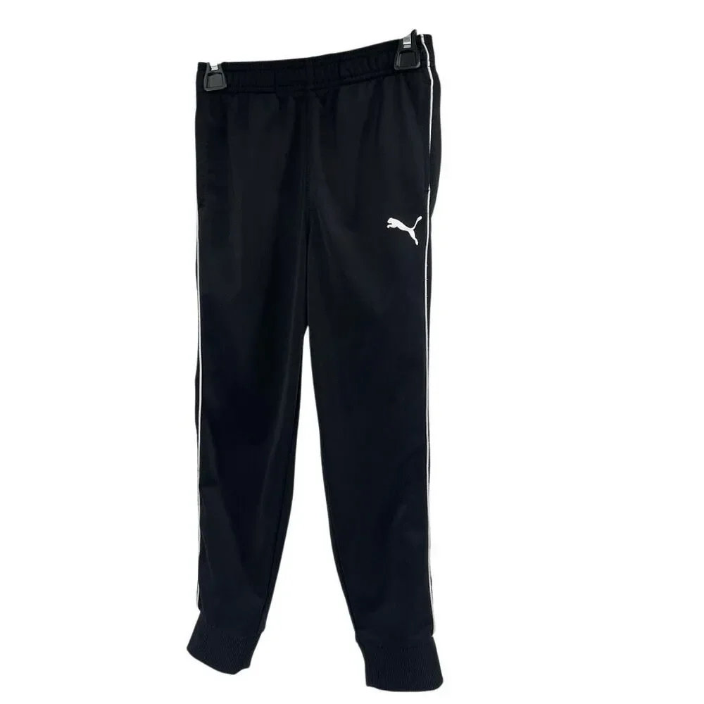 Puma Boys Size 7 Black Tracksuit 2-Piece Track Jacket Jogger Pants Athletic Set